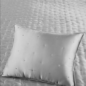 Martha Stewart Silky Satin Gray Tufted Pillow Sham